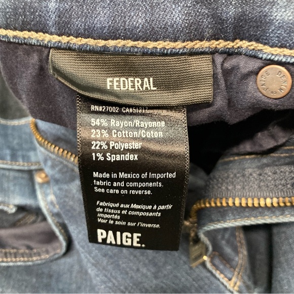 Paige Jeans Men's 31x29 Blue Federal Cellar Slim Straight Denim Stretch - Picture 5 of 14